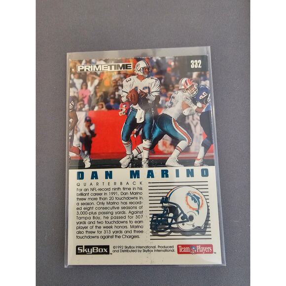 Dan Marino 1992 Skybox Primetime #332 - Team MVP - Dolphins-NFL - Fresh Pull - Picture 2 of 2